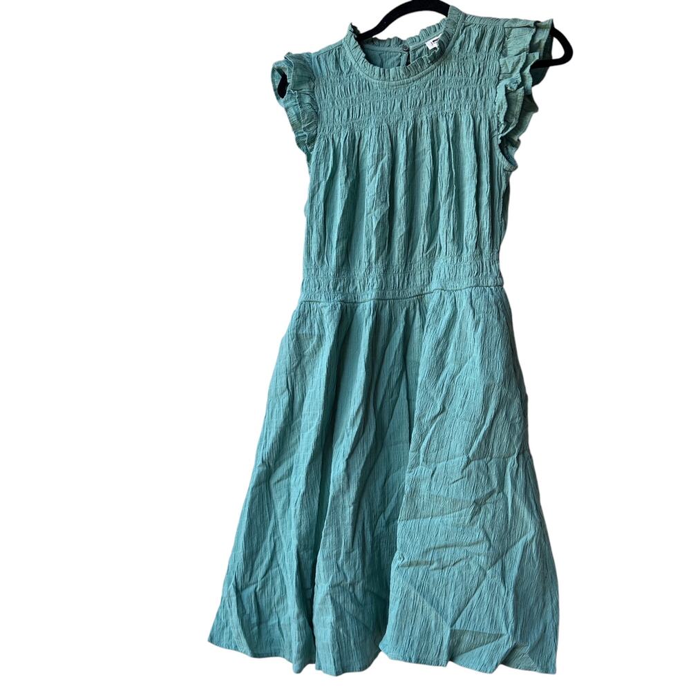 j.crew gauze flutter-sleeve mini dress eucalyptus steam green by516 women small - Picture 2 of 5